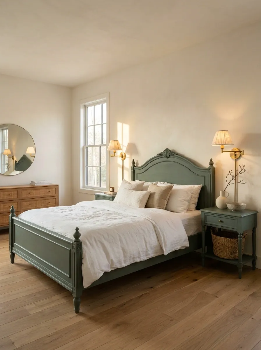 Painted Bed Frame With Matching Bedside Tables
