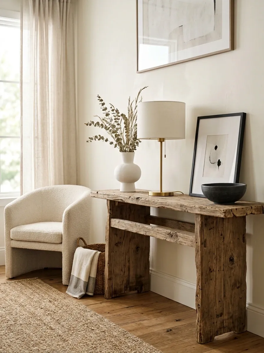 Pair a Rustic Console With Clean Modern Accessories