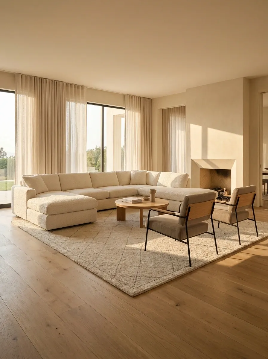 Pair a U-Shaped Sofa With Two Lightweight Accent Chairs