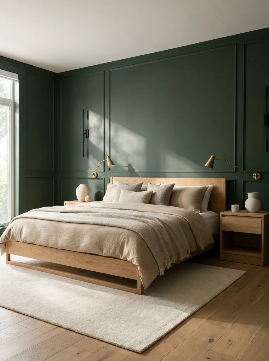 Pair Deep Green With Light Oak for a Fresher Look