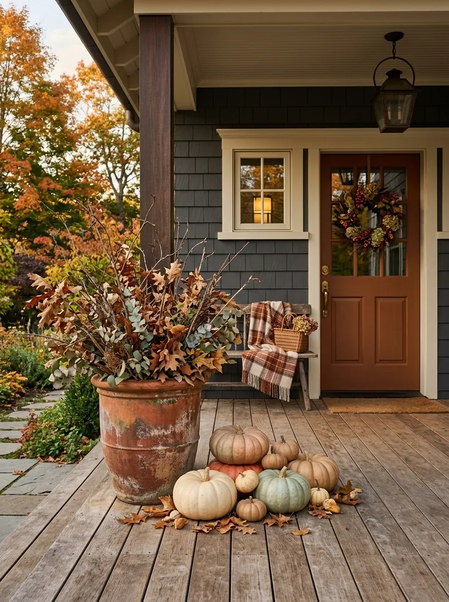 Pair Muted Pumpkins With One Oversized Planter