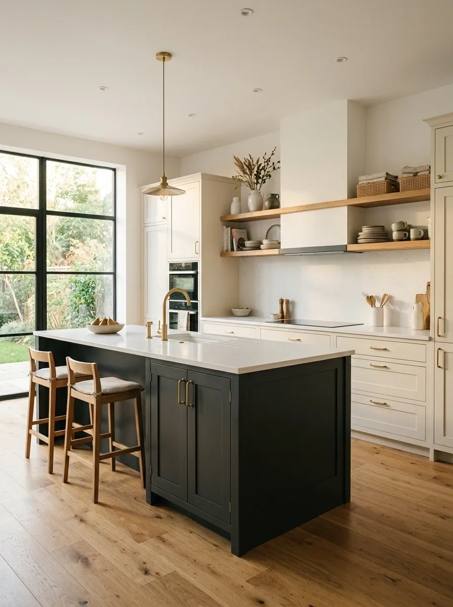 Pair Pale Wood With One Deep Cabinet Color for Controlled Contrast