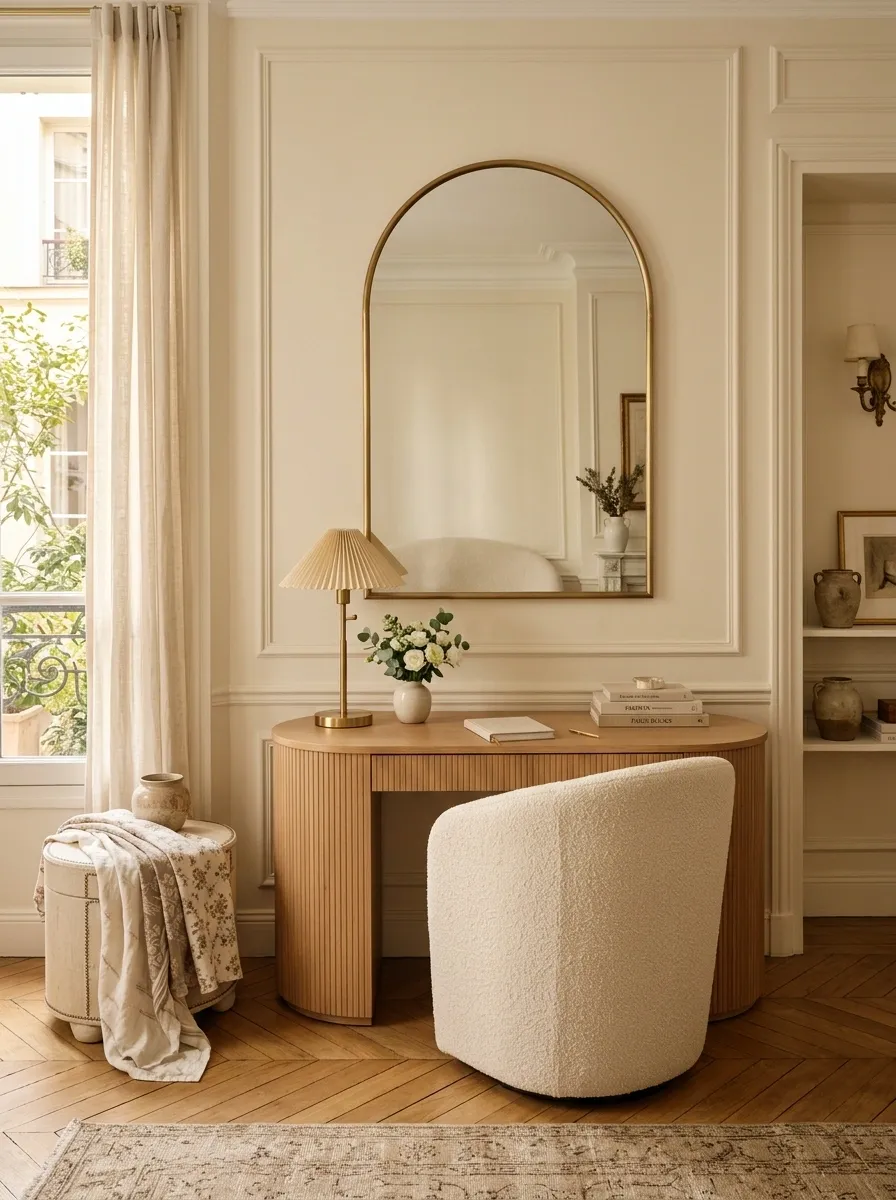 Parisian-Inspired Office With Curved Furniture