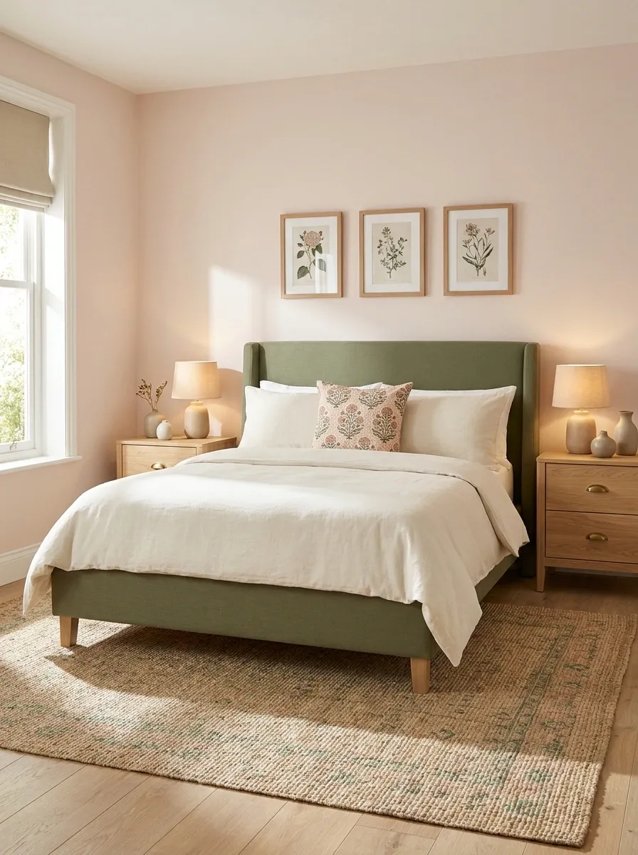 Pink and Green Bedroom With Garden-Inspired Freshness