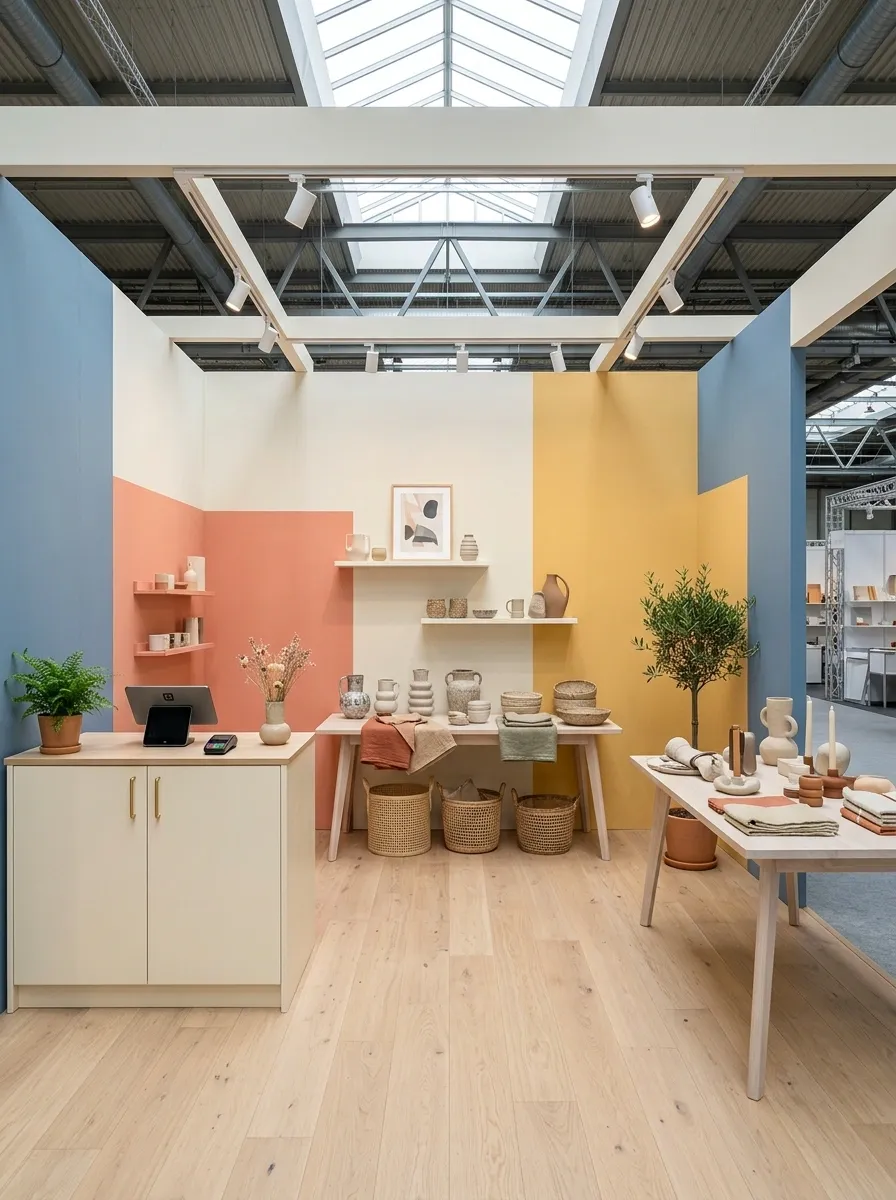 Playful Color-Block Booth With Distinct Display Zones