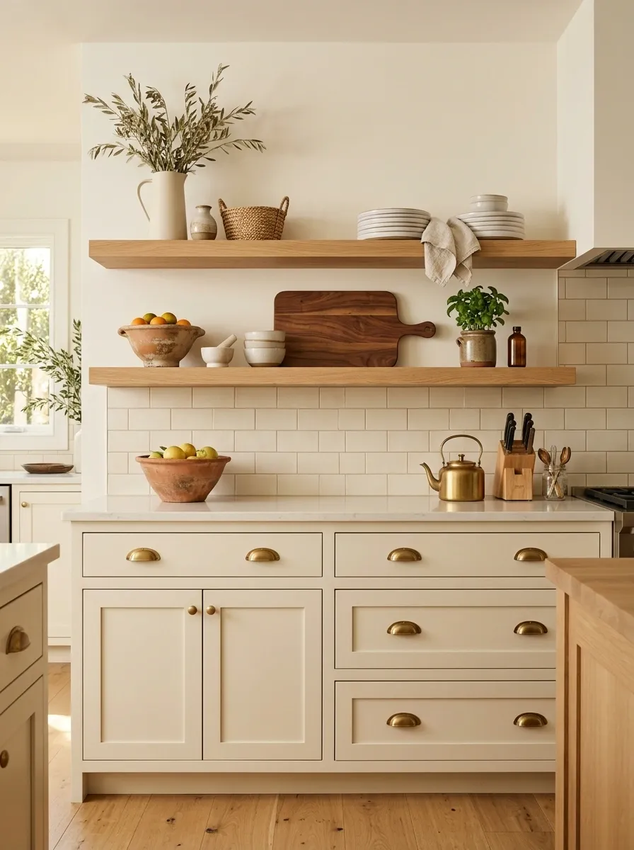 Pull Attractive Kitchen Pieces Onto Open Shelves