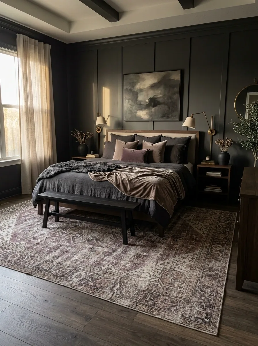 Put a Large Vintage-Style Rug Under the Bed