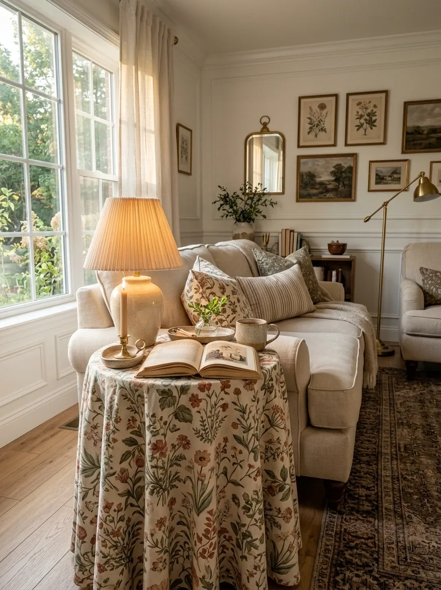 Put a Skirted Table Beside the Sofa