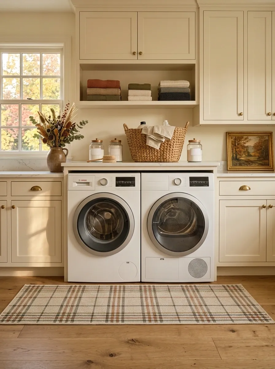 Put a Washable Plaid Mat in Front of the Machines
