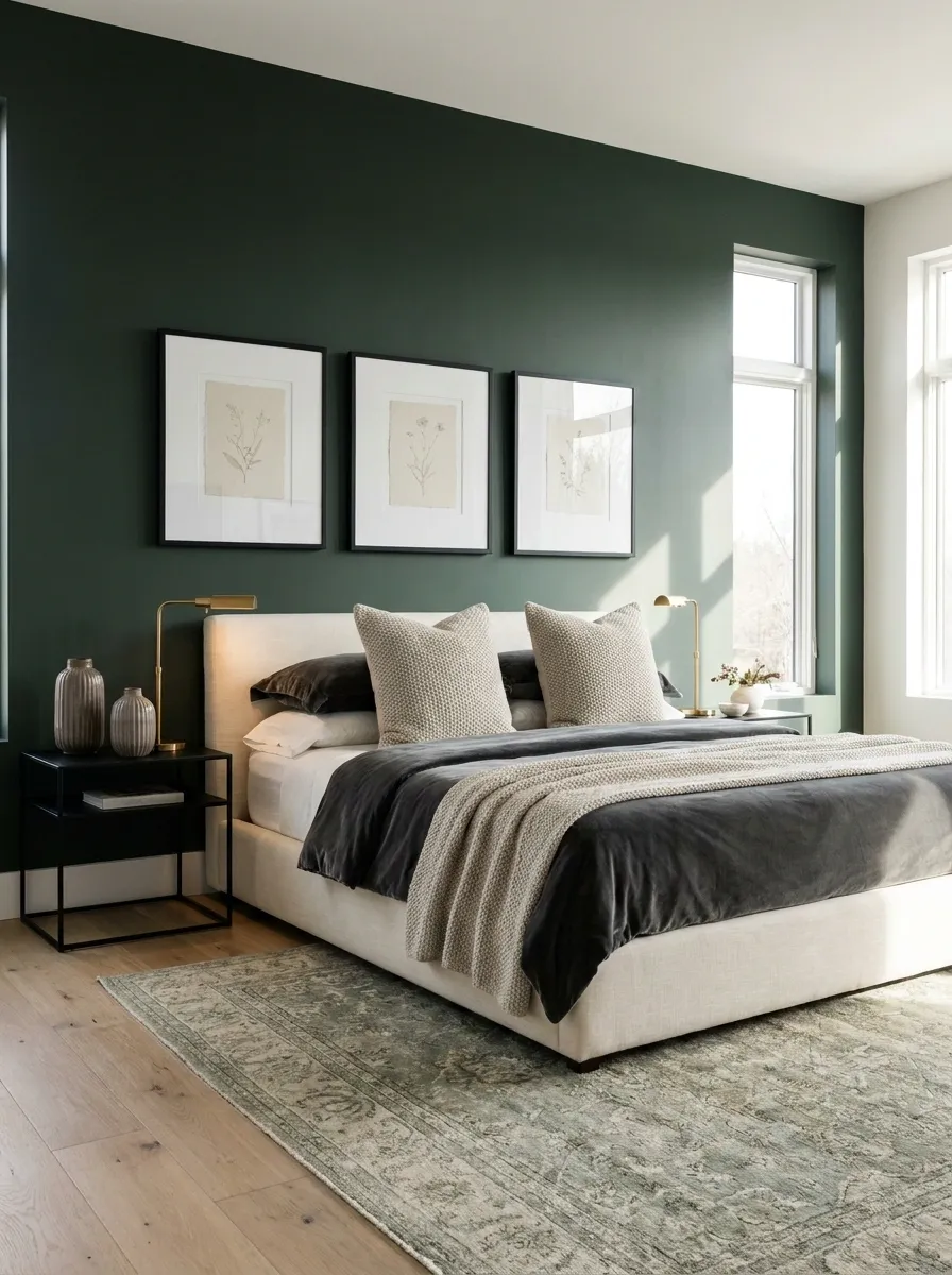 Put Black Frames Against Green Walls for Clean Contrast