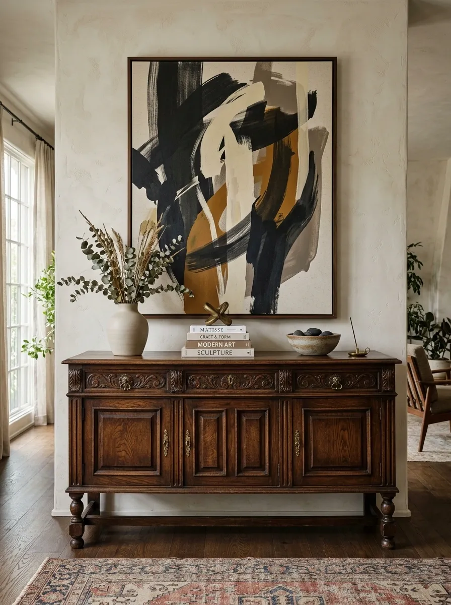 Put Modern Art Above Traditional Furniture