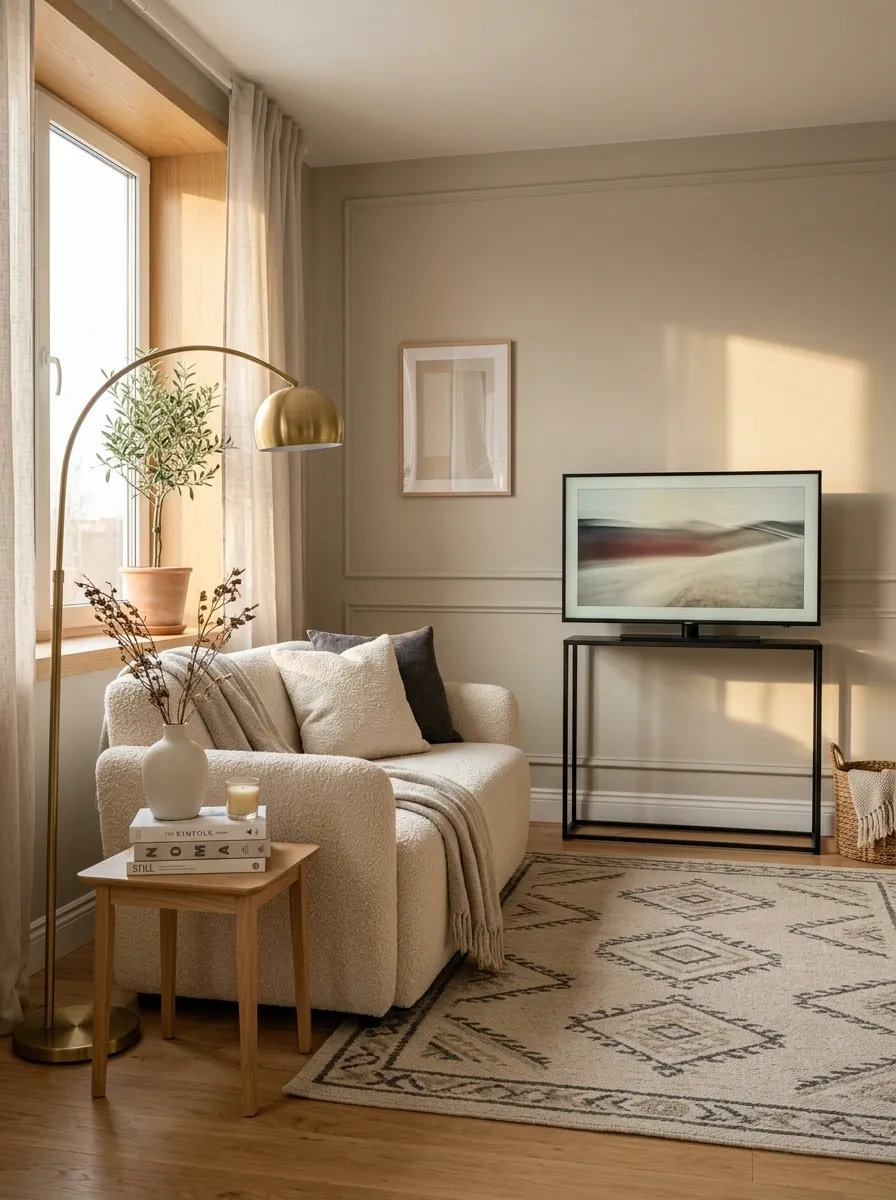Rental-Friendly Living Room With a Freestanding TV Setup
