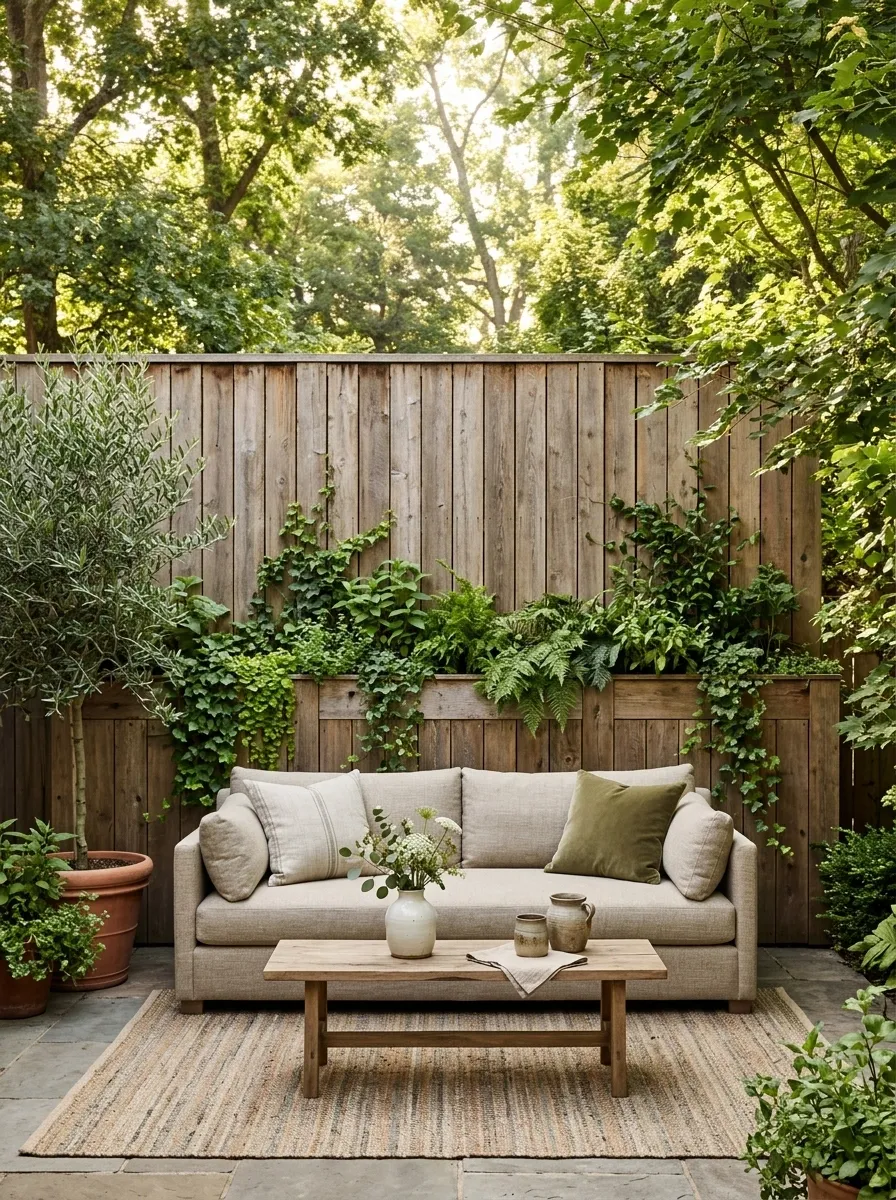 Repurposed Pallet Privacy Wall With Built-In Planters