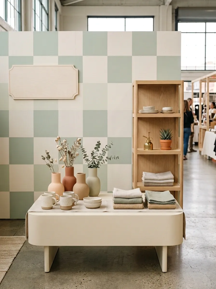 Retro Checkerboard Booth With Soft Modern Colors