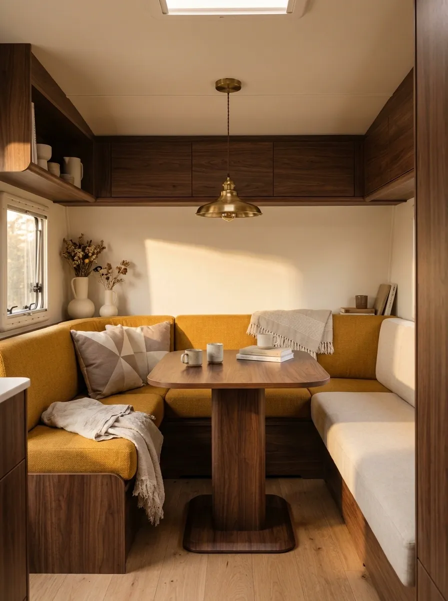 Retro RV With Mustard, Walnut, and Cream