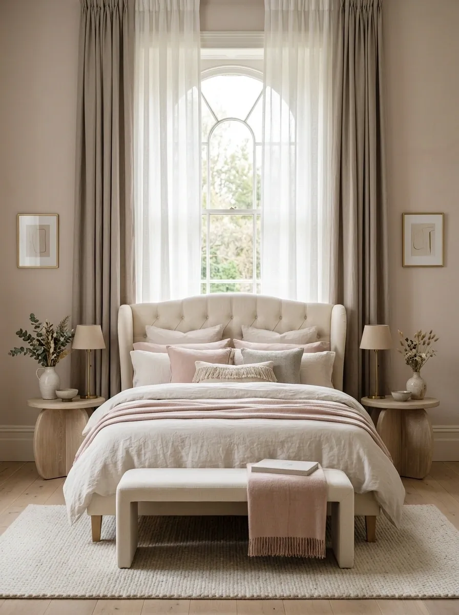 Romantic Bedroom With Sheer Curtains and a Soft Painted Palette