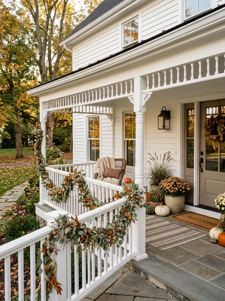 Run a Simple Garland Along the Porch Railing