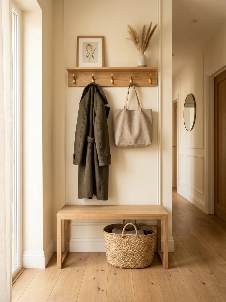 Run a Tiny Bench Under a Wall-Mounted Coat Rack