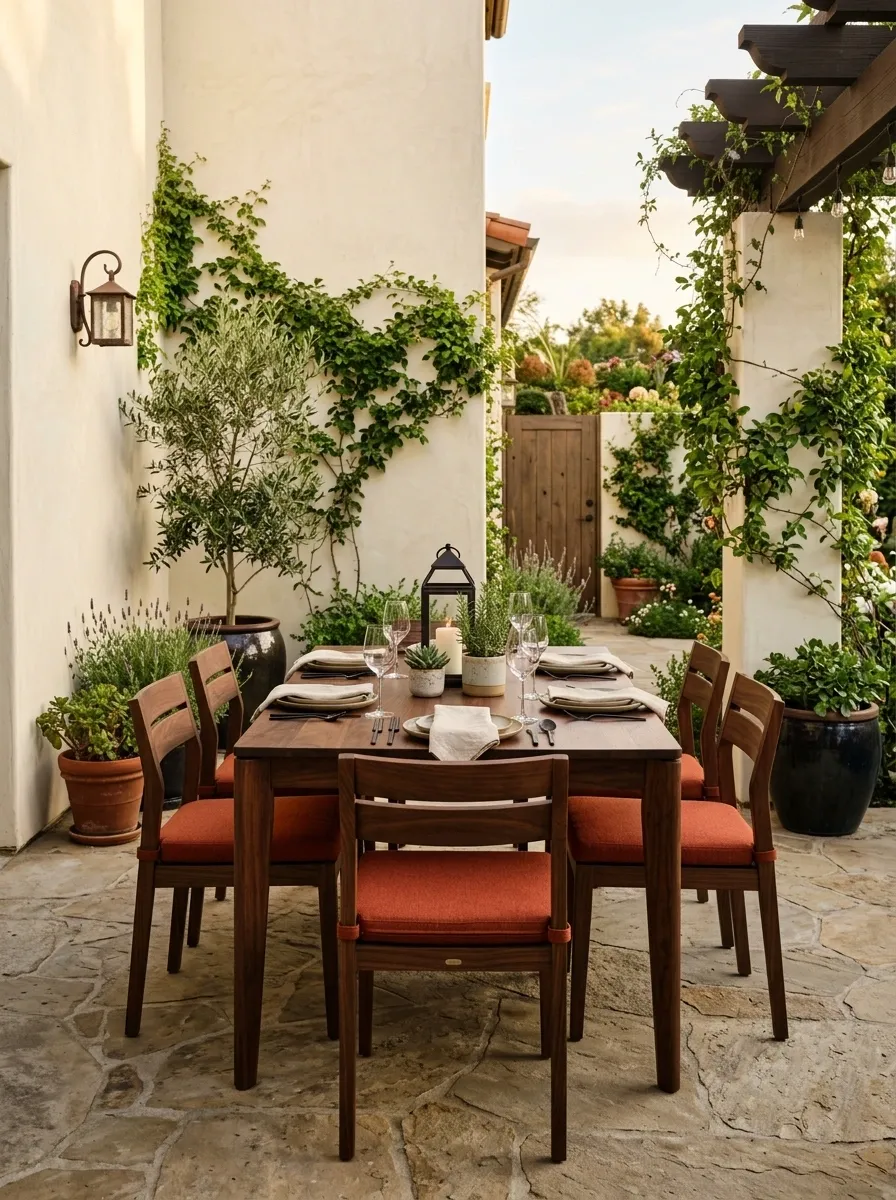 Rust, Walnut, and Cream Entertaining Patio