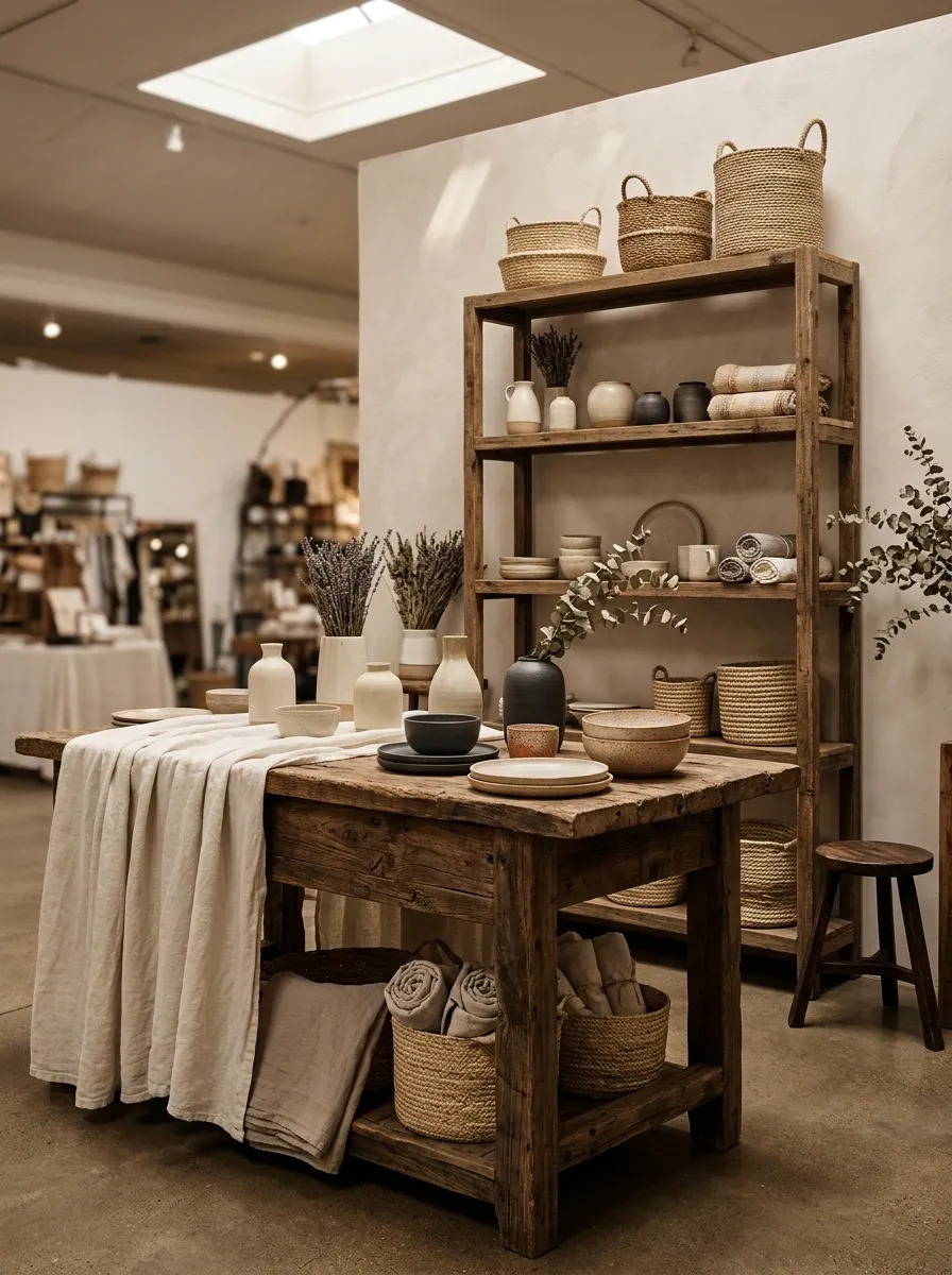 Rustic European Booth With Weathered Timber and Linen
