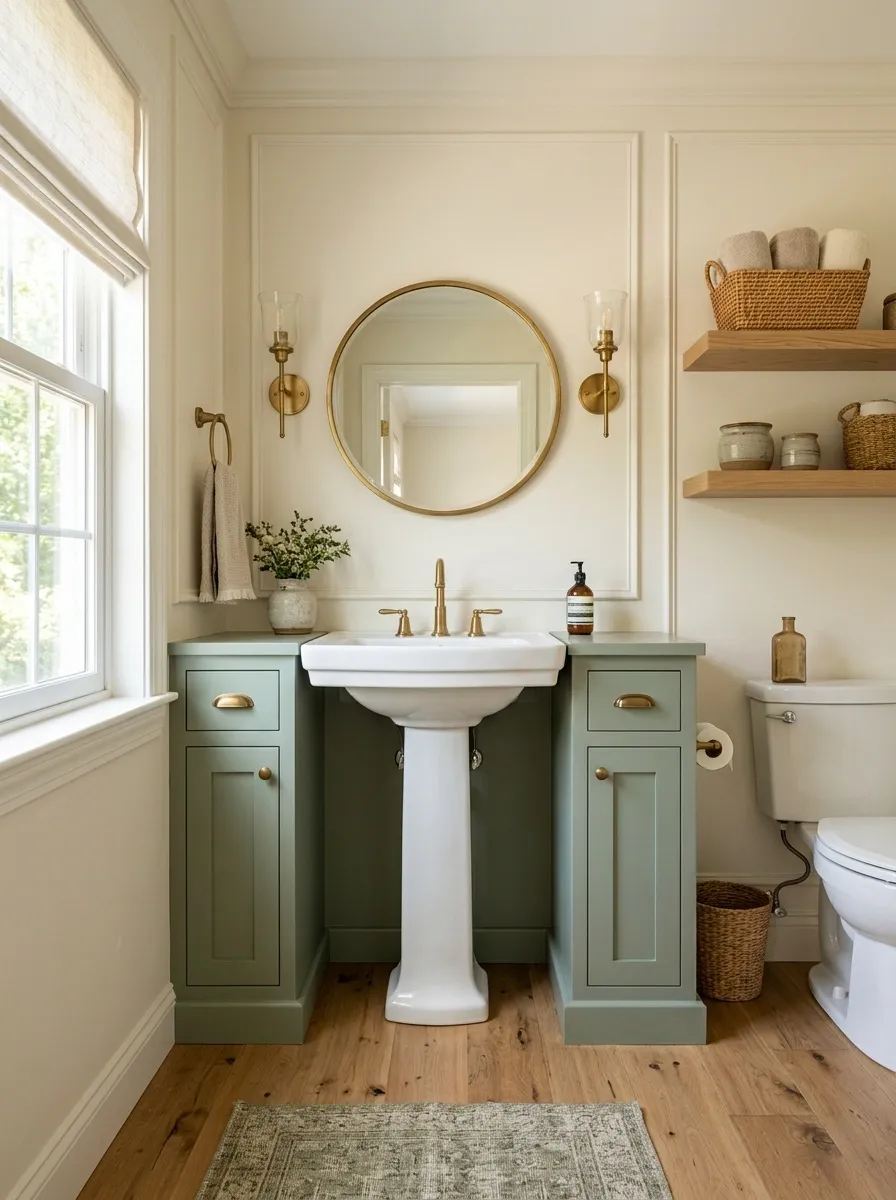 Sage Green Cabinet With an Open Center