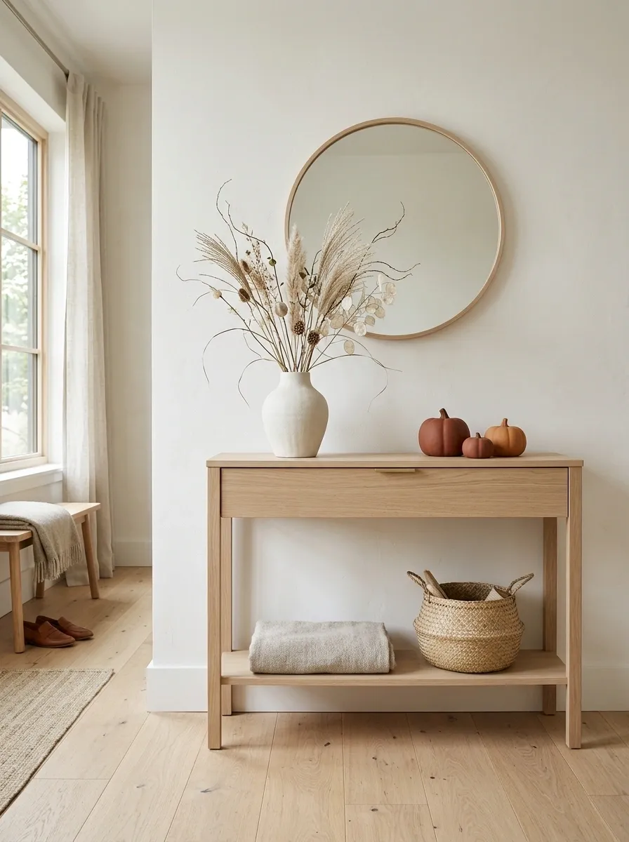 Scandinavian Fall Entry With Pale Oak and Rust Accents