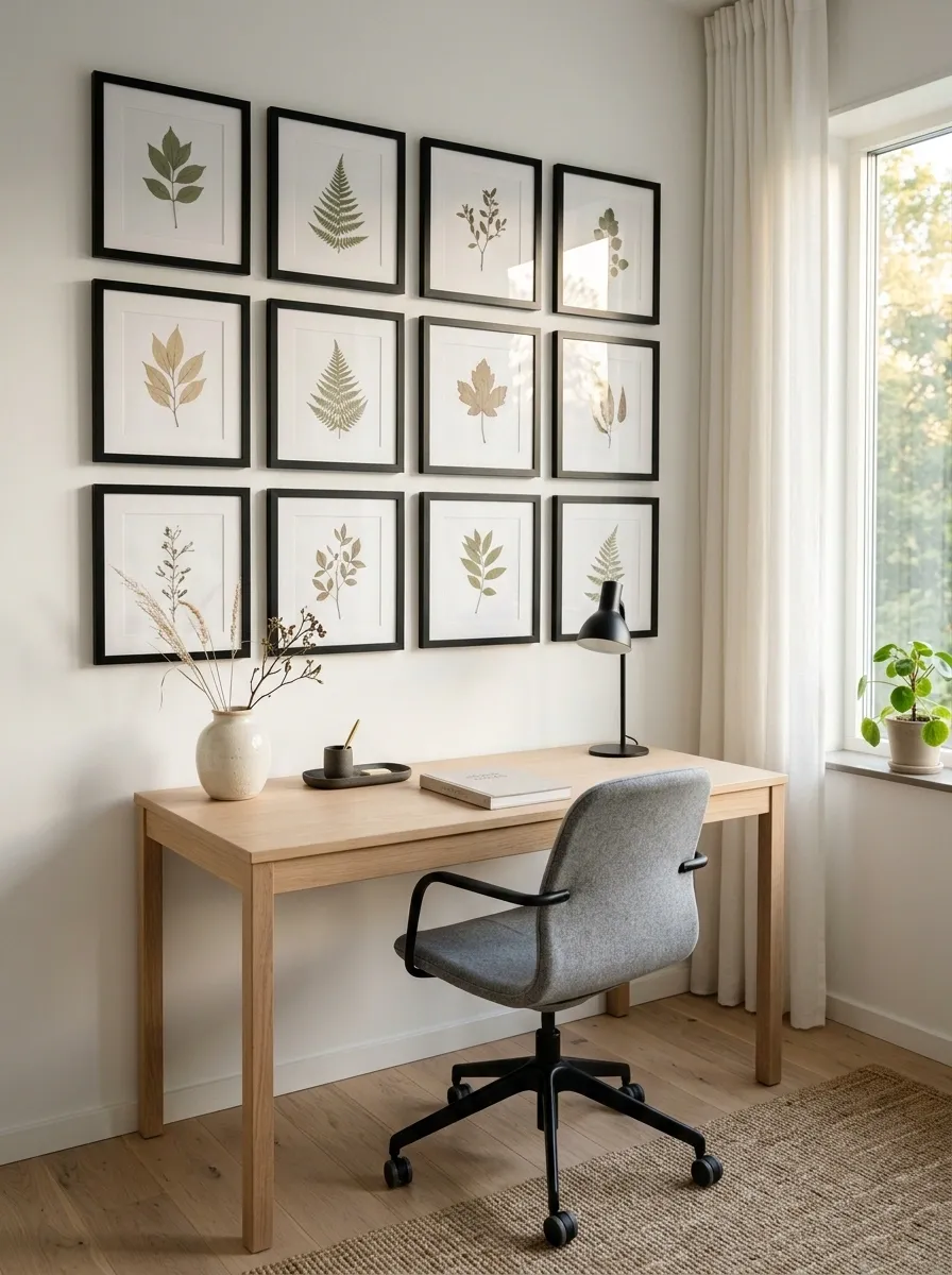 Scandinavian Office With a White Grid Gallery