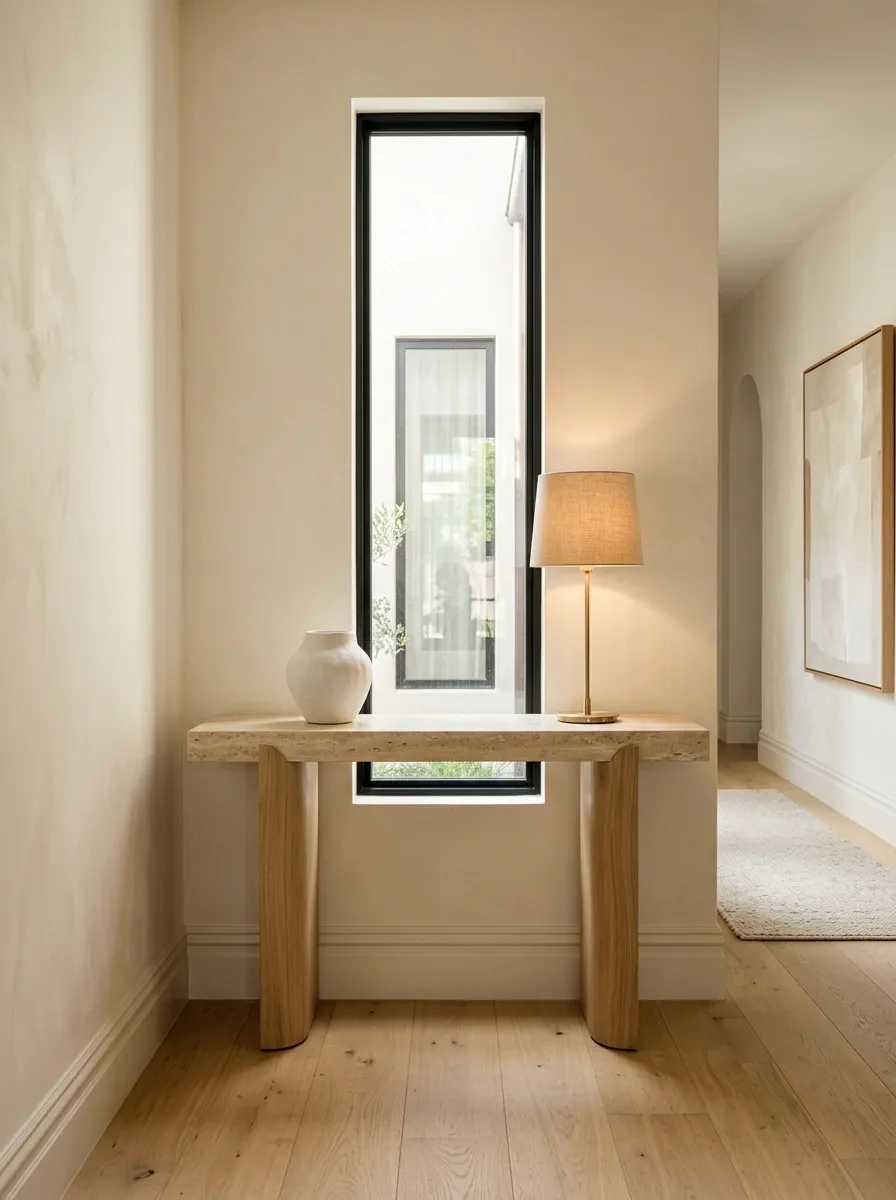Sculptural Console Under a Narrow Window