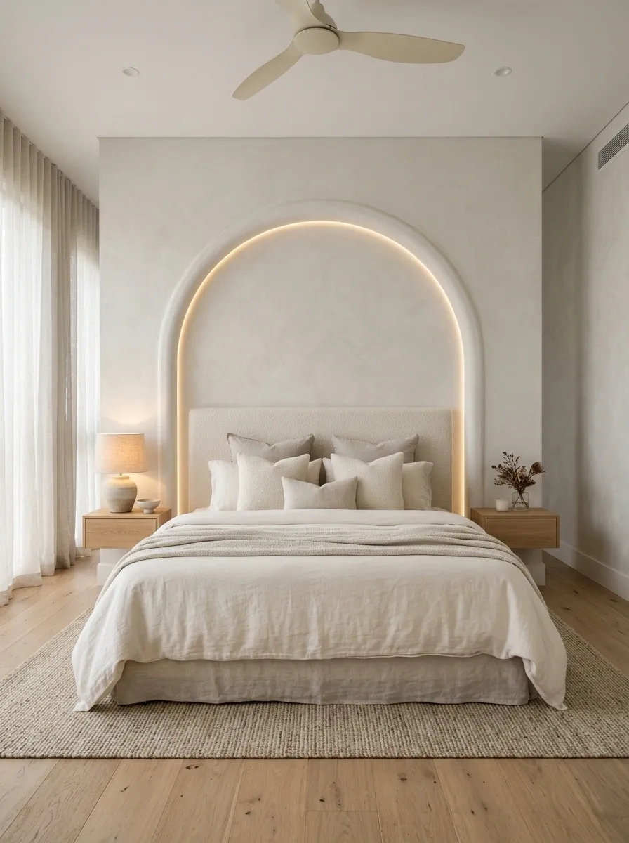 Sculptural Plaster Arch With Soft Wall Lighting