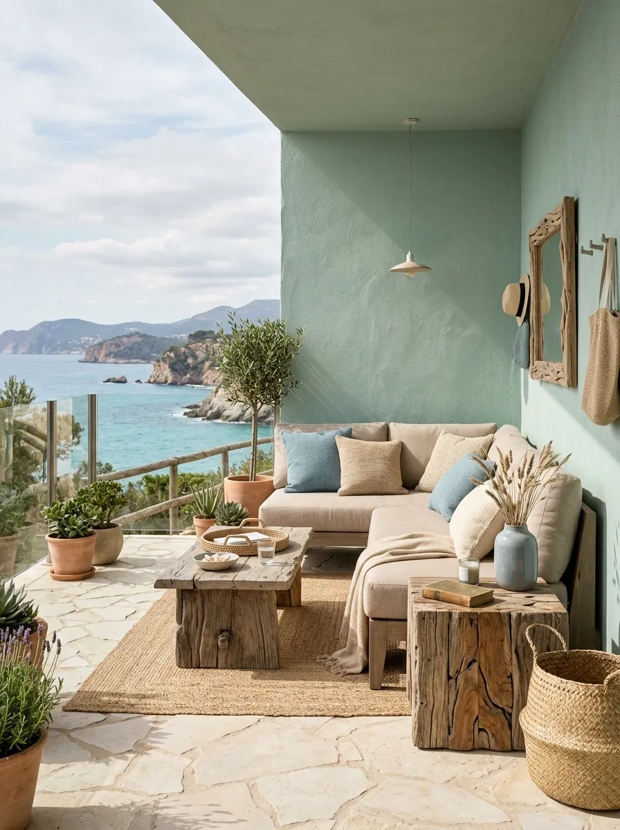 Sea Green, Sand, and Driftwood Patio