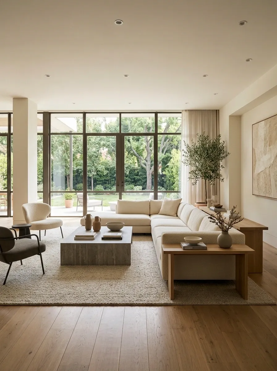 Sectional Floating in Front of a Window Wall