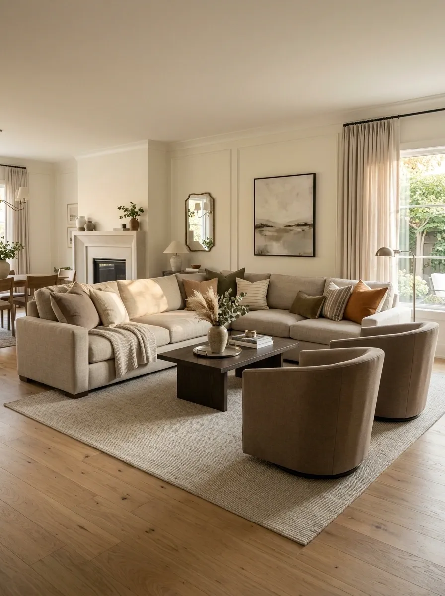 Sectional With Two Swivel Chairs for Flexible Conversation