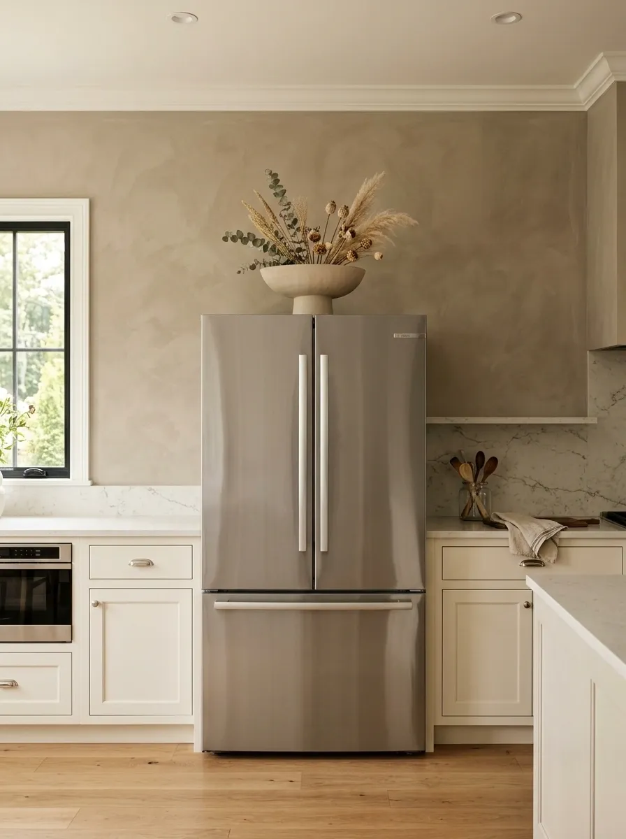 Silver Refrigerator With a Wide Shallow Bowl