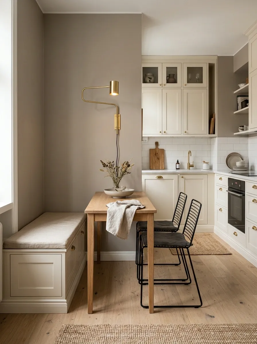 Slim Apartment Table With Built-In Storage Seating