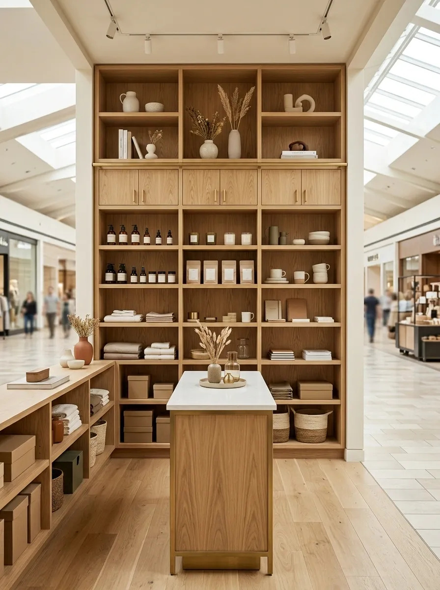 Slim Linear Booth With Full-Height Shelving