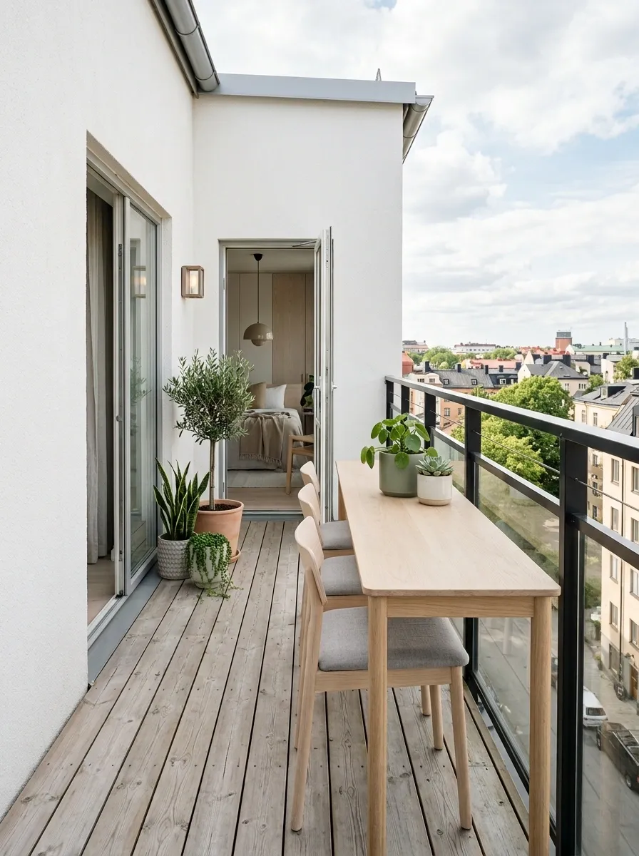 Slim Scandinavian Dining Balcony