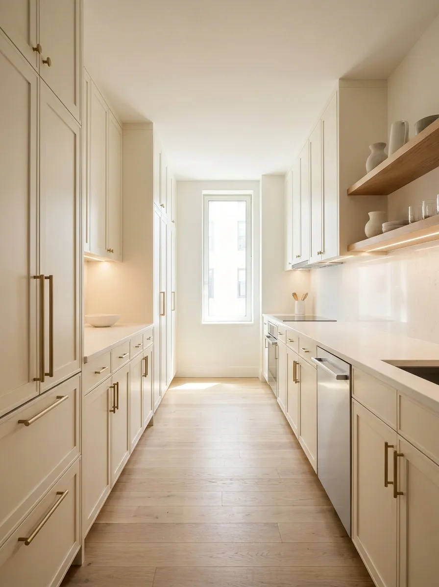Small Apartment Galley With Integrated Appliances