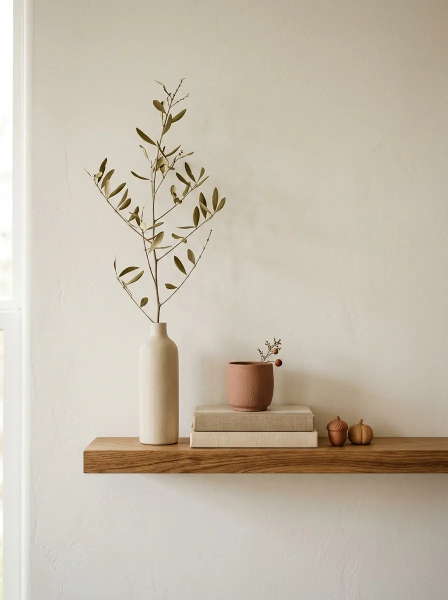 Small Apartment Shelf With Compact Layered Fall Styling