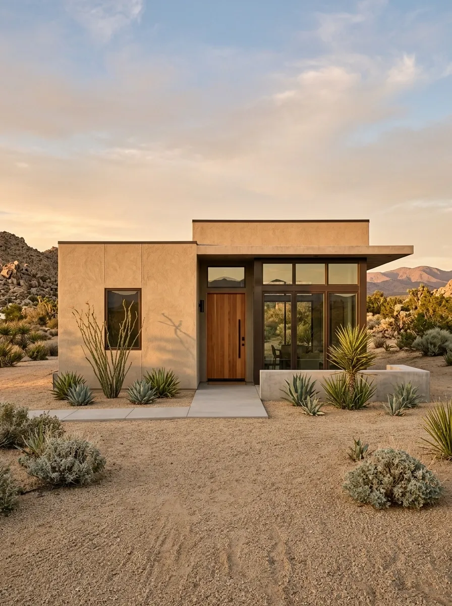 Small Desert Modern House With Gravel Landscape