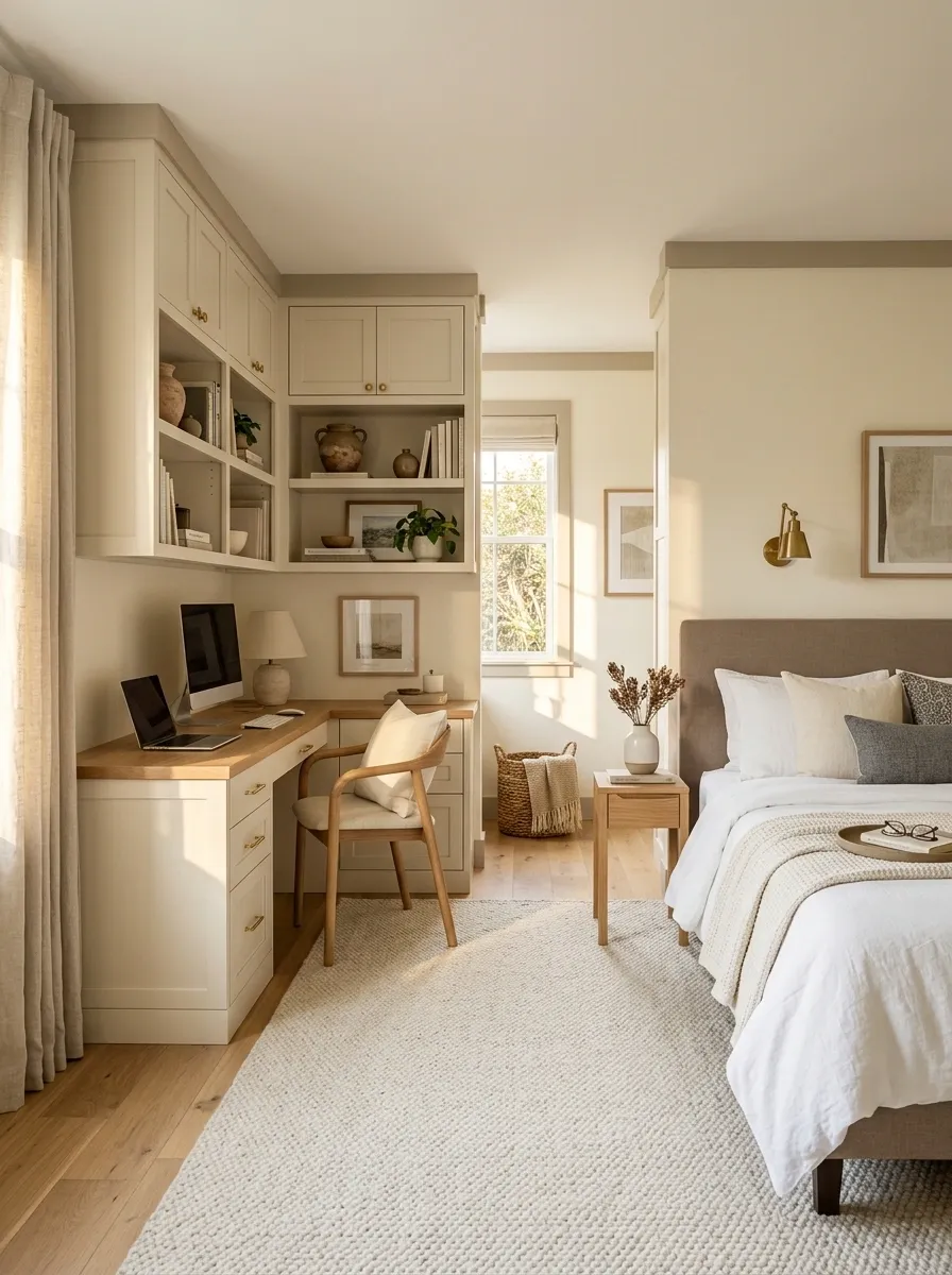 Small Guest Room With a Built-In Corner Office