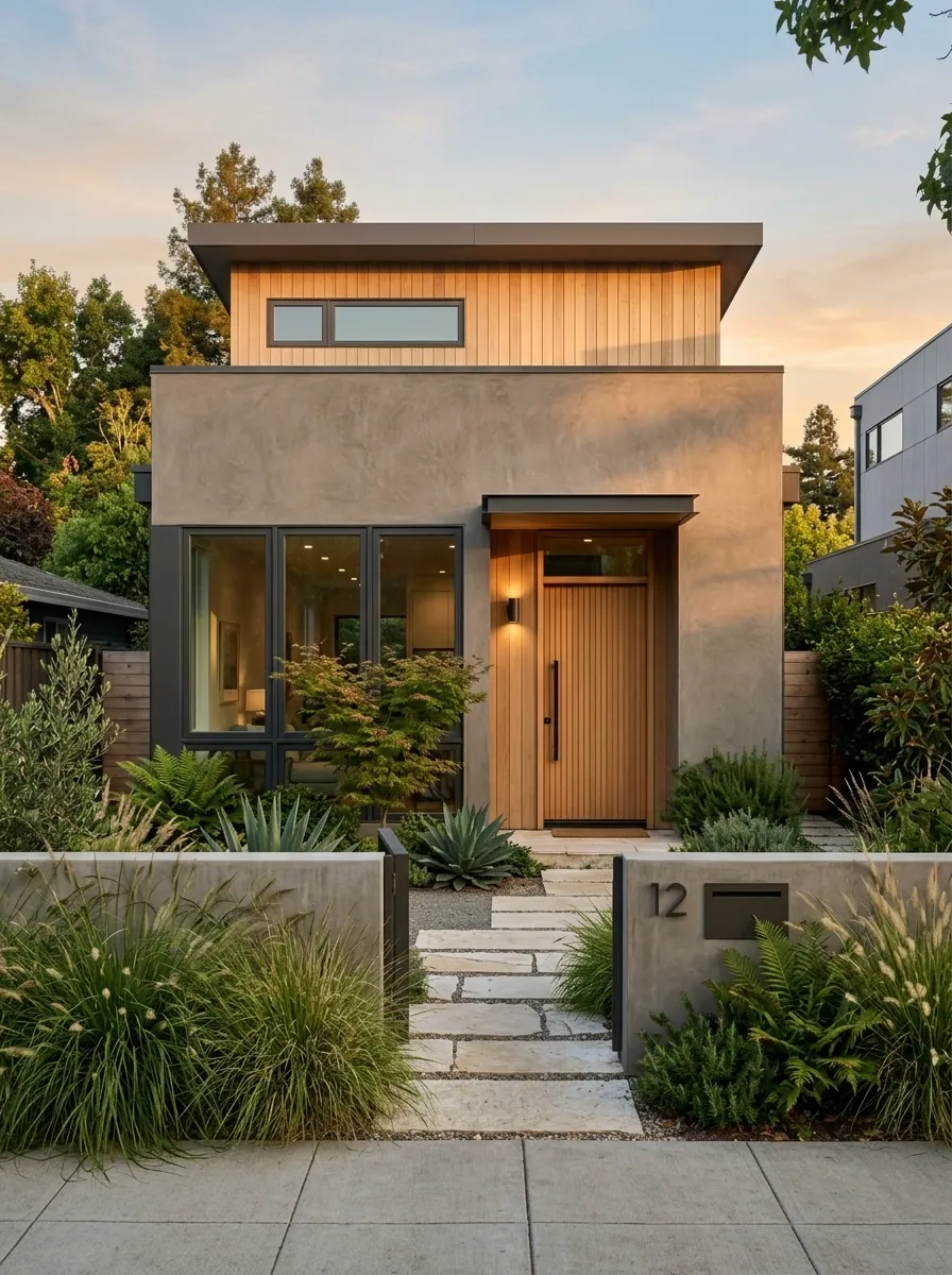 Small House With Courtyard-Style Front Entrance