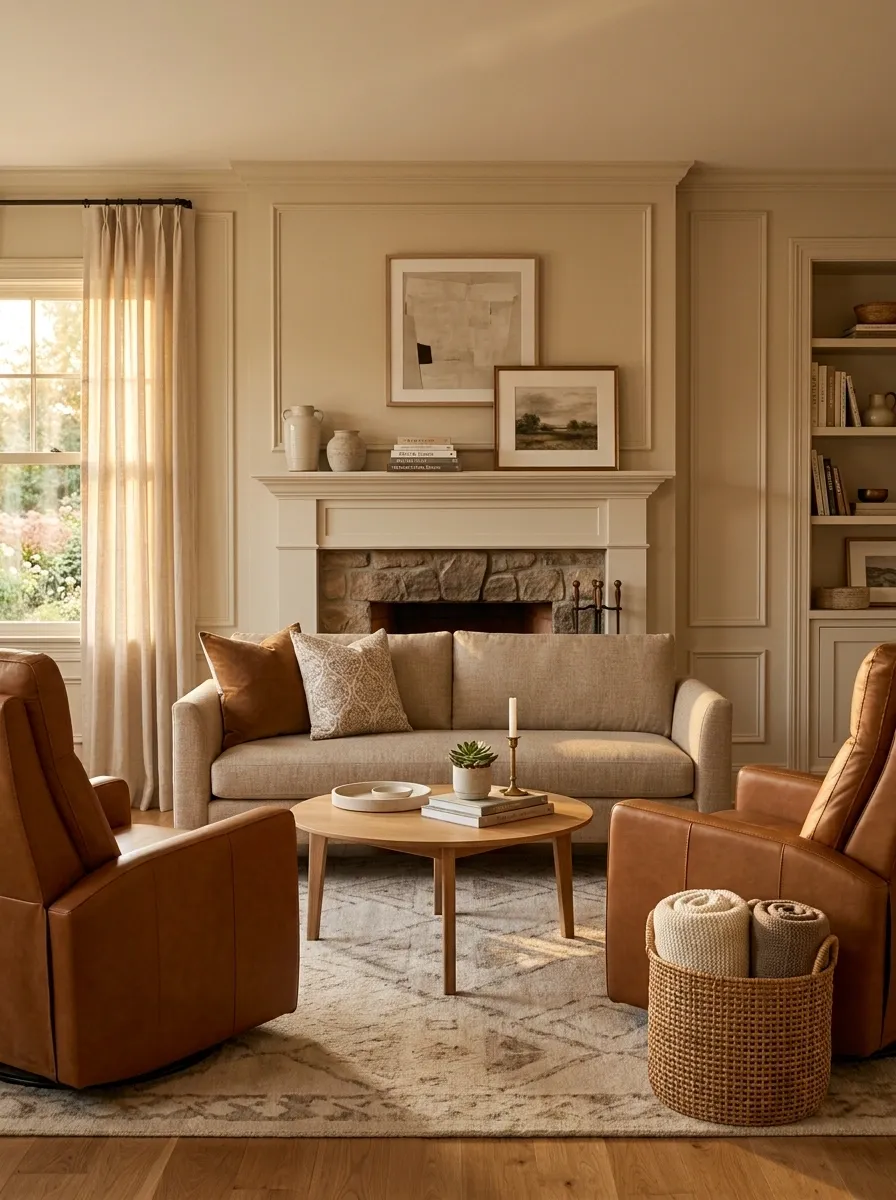 Small Living Room Centered Around a Fireplace