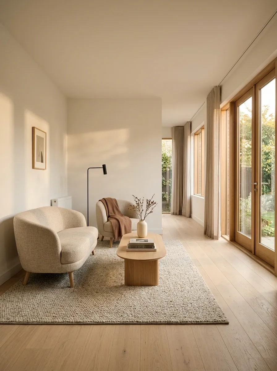 Small Living Room With Furniture Kept Completely Off the Door Walls