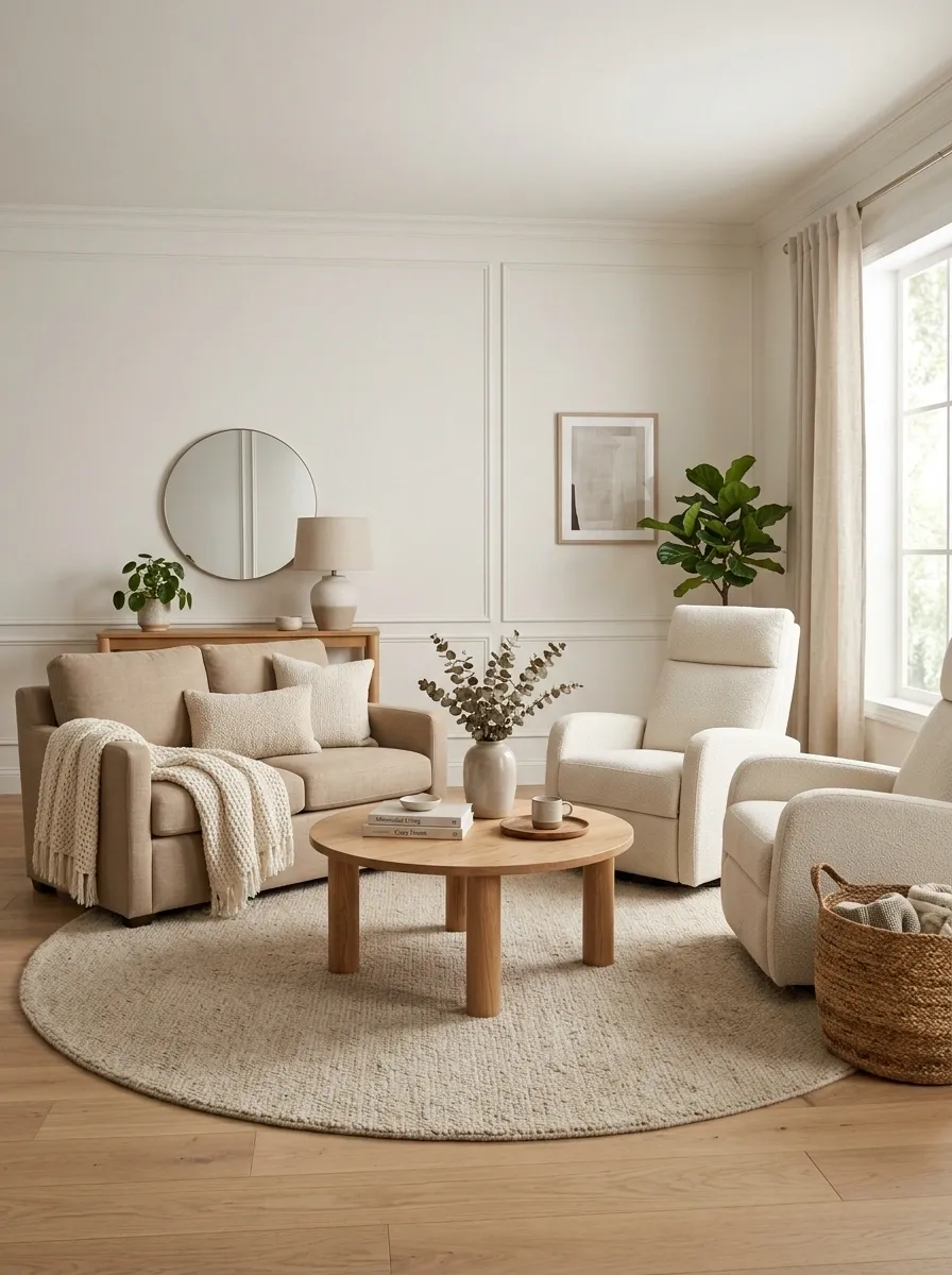 Small Living Room With Recliners Around a Round Coffee Table