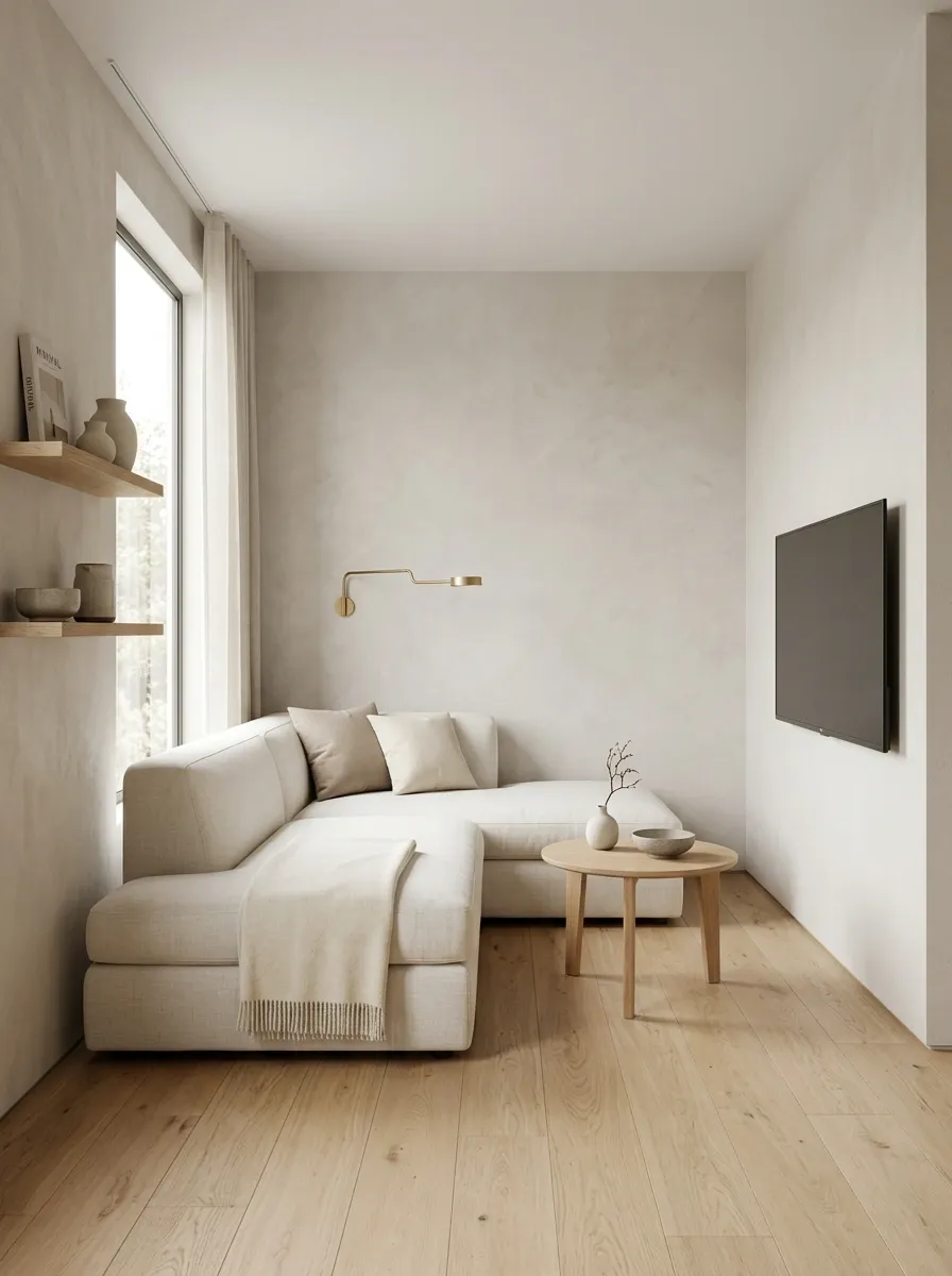 Small Living Room With Sectional and Wall-Mounted TV