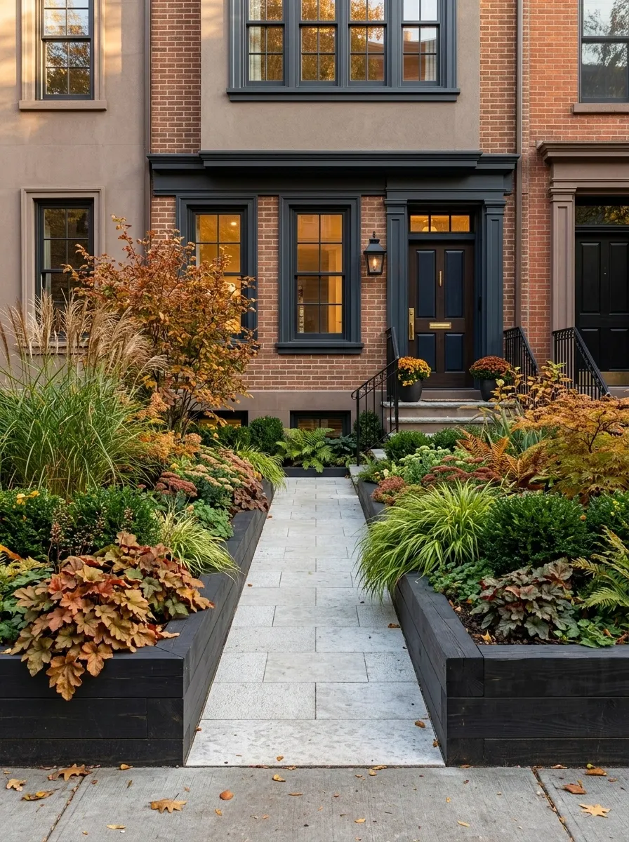 Small Urban Front Yard With Raised Beds