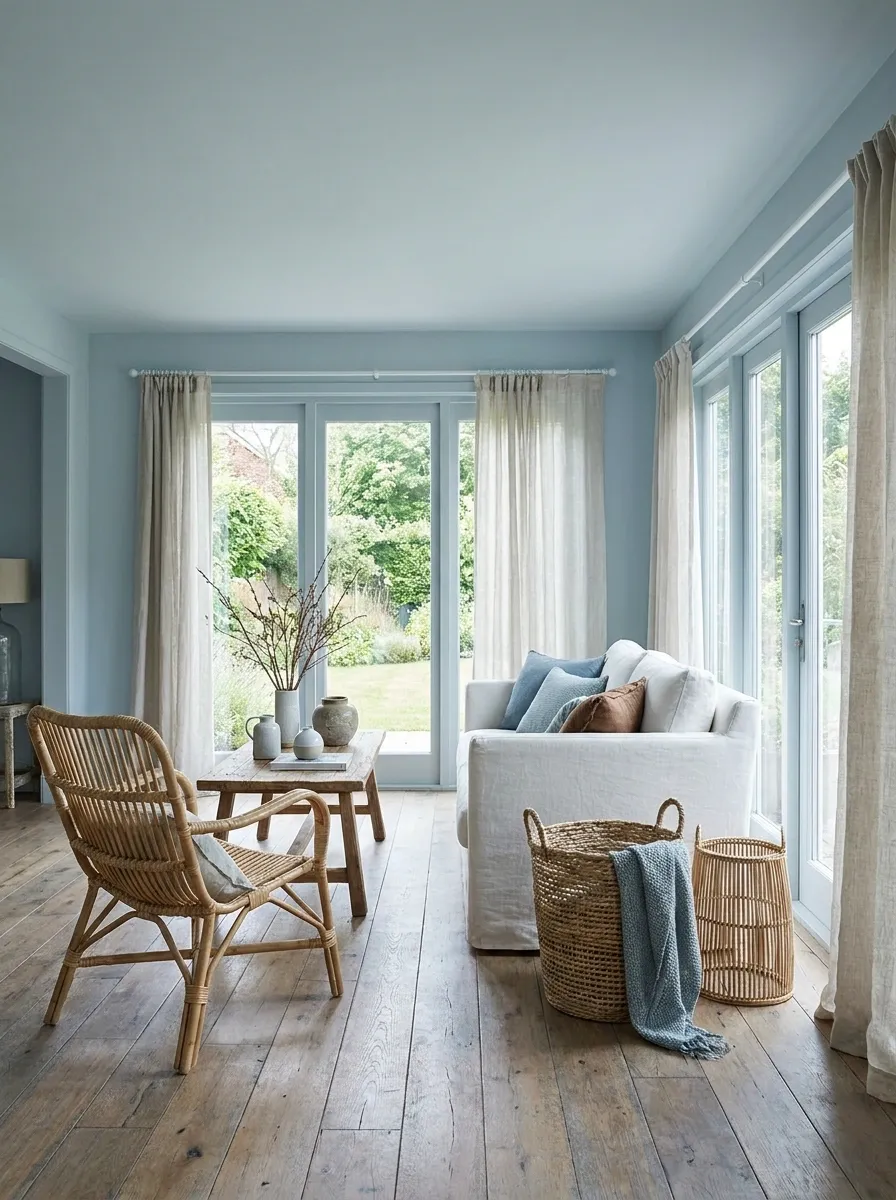 Soft Blue Garden Room With Coastal Character