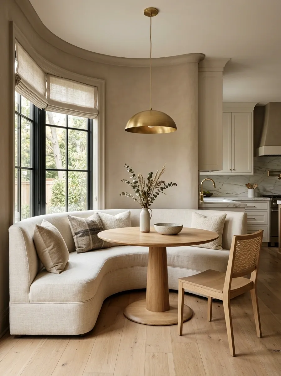 Soft Breakfast Nook With Curved Banquette