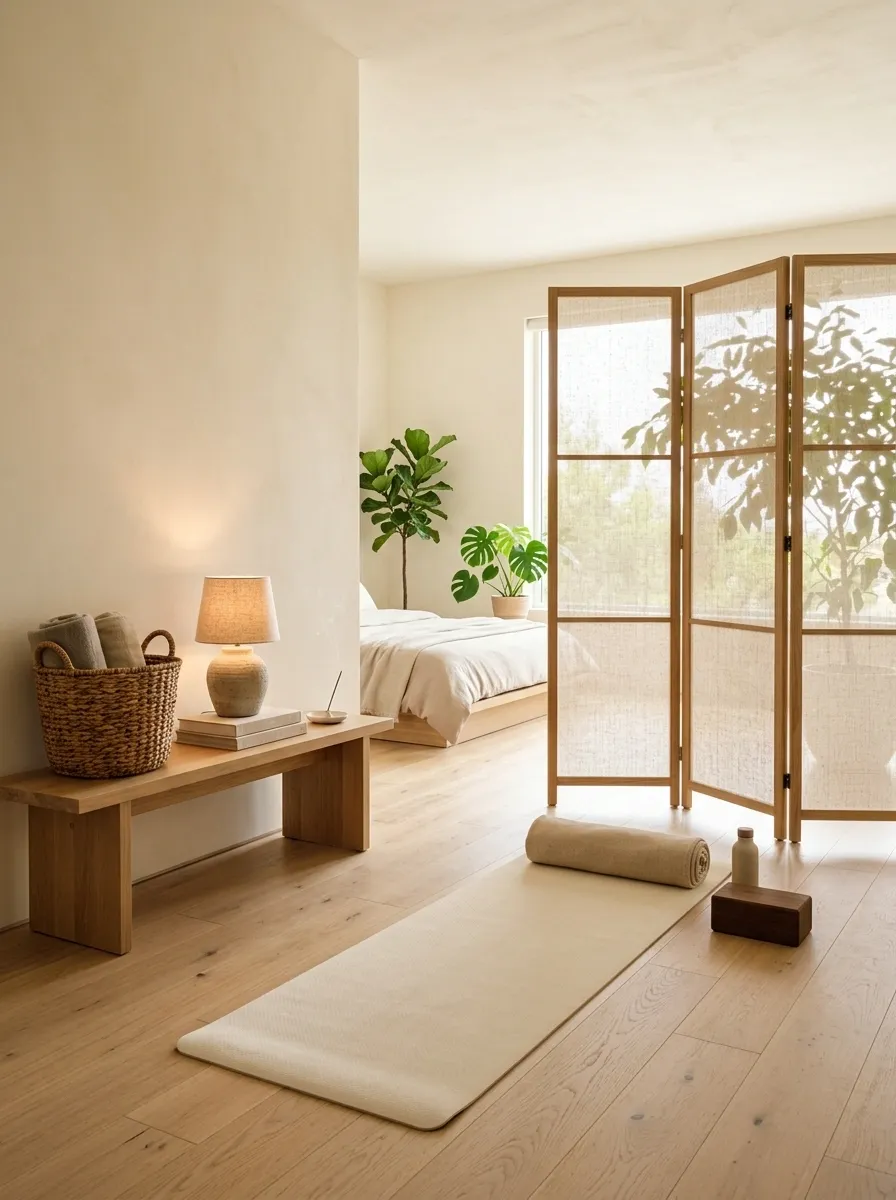 Soft Neutral Corner With a Linen Screen
