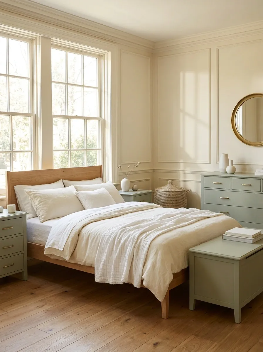 Soft Sage Furniture With Warm Cream Walls